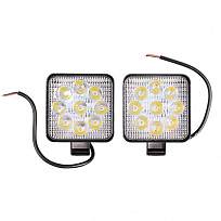 Фара светодиодная OFF ROAD 85*85мм квадр. 12V/24V 27W 6000К SKYWAY компл 2 шт 9 диодов Дальний свет